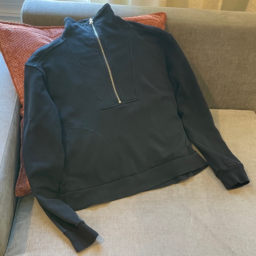 Everlane half zip sweatshirt black with silver zipper size XS